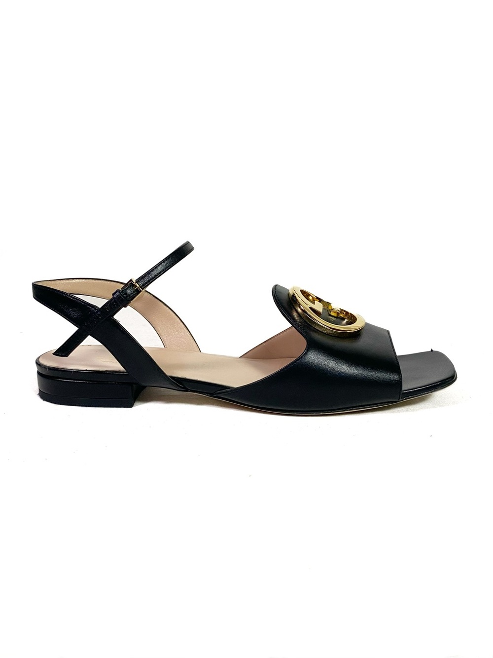 Gucci Interlocking G-logo Blondie Leather Flat Sandals - Picture 2 of 9